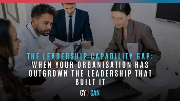 Leadership team collaborating as an organisation grows and leadership capability evolves